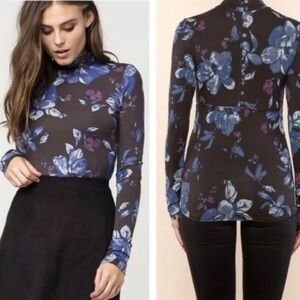 Free People floral print mock neck layering top